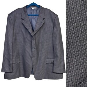 Linea Uomo Men’s Wool Blend Gray Houndstooth Suit Blazer 56R Business Office